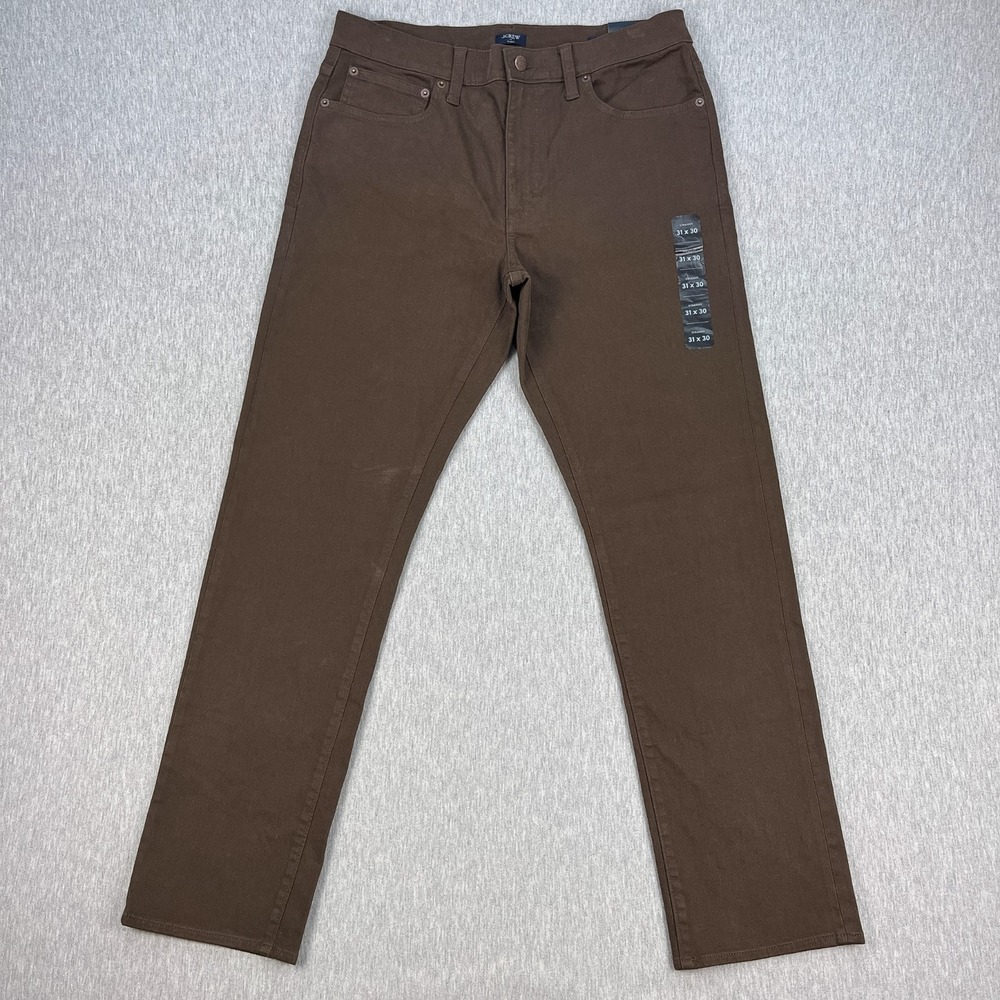 J.Crew Straight Fit Garment-Dyed Jeans Men 31x30 *FIt 33 Espresso Brown NEW $128